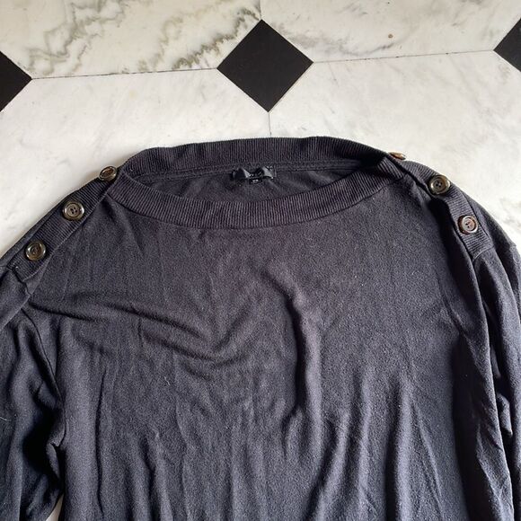 J. Crew Black Boatneck Sweater with Shoulder Buttons - Picture 3 of 6